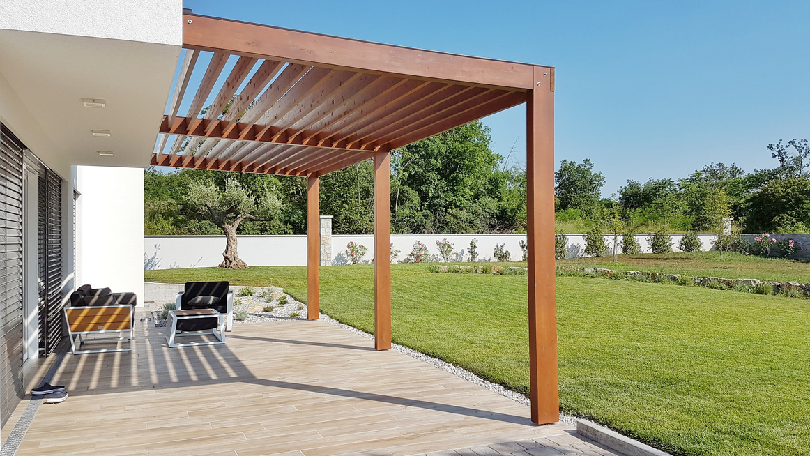 Pergola of a White Modern House